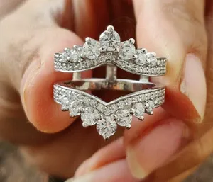 Round Cut Moissanite Engagement <b>Ring</b> <b>925</b> Sterling <b>Silver</b> Pave Band Solitaire <b>Ring</b> Luxury Diamond Look Bridal Jewelry - Product Image 4