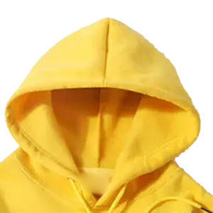 TRACK SPORTS Sweat à capuche zippé jaune uni pour homme, coupe oversize, avec poche kangourou et cordon de serrage, en tissu polyester/coton écologique - Product Image 6
