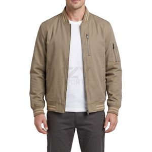 Chaqueta Bomber de Doble Solapa con Bolsillos de Parche para Hombre, Estilo Harrington, de Lona de Algodón Marrón, Resistente, Informal y Utilitaria - Product Image 4