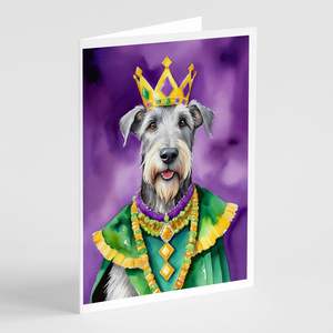 Whimsical A7 Tamaño 5x7 Irish Wolfhound King of Mardi Gras Paquete de tarjetas de felicitación 8 Tarjetas de notas en blanco con sobres - Product Image 1