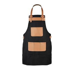 Delantal de Trabajo de Lona y Cuero Grueso con Cremallera Resistente, Ajustable con Tirantes Cruzados, para Chef, Barbacoa, Barbero, Carpintero, Taller y Uso General - Product Image 1