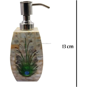 Dispensador de jabón líquido de alta calidad de estilo moderno de venta directa de fábrica de acero inoxidable brillante con incrustaciones de perlas madre para hoteles - Product Image 1