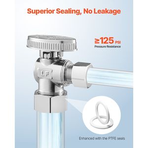 Confezione da 10 Valvole di Arresto Angolare a 1/4 di Giro, Ingresso a Compressione da 1/2 Pollice (5/8 Pollici OD) e Uscita a Compressione da 3/8 Pollici (OD), Valvole di Chiusura Acqua - Product Image 3