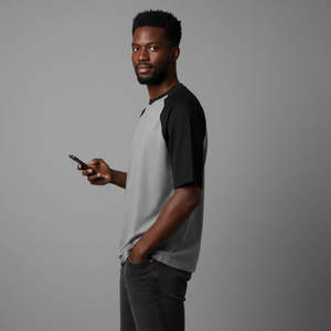 T-shirts pour hommes à col rond, couleur gris noir, personnalisables OEM, logo imprimé DFT, vêtements décontractés, manches courtes, séchage rapide - Product Image 1