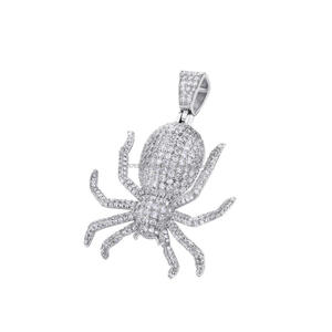 Colgante de Araña Premium con Piedras de Moissanita, Chapado en Rodio, Estilo Hip Hop, Joyería Urbana, Regalo - Product Image 4