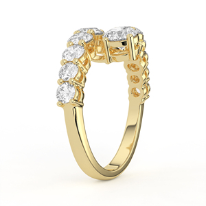 Anillo de lujo de oro blanco de alto impacto con diamantes redondos graduados de 236 quilates, diseño de doble fila en cascada y banda abierta. - Product Image 4