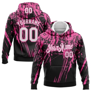 Sudadera con Capucha Deportiva para Hombre, Diseño Nuevo, Personalizada, con Estampado 3D Grunge en Negro, Blanco y Rosa, Venta al Por Mayor Directa de Fábrica - Product Image 1
