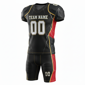 Uniforme de Fútbol Americano Sublimado Personalizado y Transpirable, Conjunto de Camiseta y Pantalones Cortos, Cuello en V, Logotipo en la Parte Delantera, Secado Rápido - Product Image 2