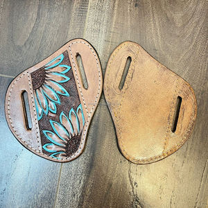 Newest Floral <b>Tooled</b> Leather Folding Knife Sheath Portable <b>Belt</b> Loop Knife Holster Waist Knife Pocket <b>Pouch</b> Holder EDC Organizer - Product Image 5