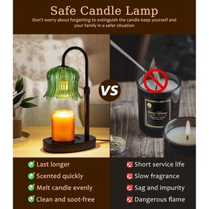 Lampe chauffe-cire en forme de fleur avec minuterie, lumière à intensité variable et sans flamme, brûleur de bougies tulipe, diffuseur de parfum sans flamme - Product Image 3