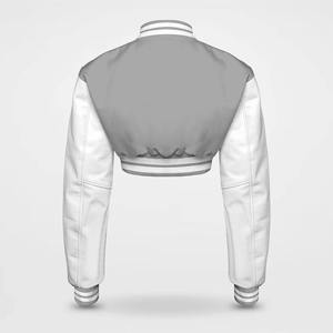 Women's <b>Short</b> Varsity <b>Jacket</b> Long <b>Sleeve</b> Button Front Eco-Friendly Breathable Lightweight Polyester Shell - Product Image 3