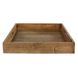 Bandeja de servir de madera, forma rectangular, acabado natural, construcción robusta, ideal para servir comida, bebidas, aperitivos, decoración elegante para el hogar. - Product Image 3