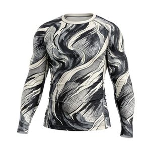 Men's Full Sleeve Rash Guard Sublimation Print Red <b>Black</b> Quick Dry Spandex Polyester <b>Compression</b> <b>Shirt</b> - Product Image 1