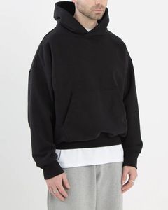 Custom logo Fleece Heavy <b>Black</b> boxy fit Hoodies Oversized Unisex Blank High Quality Thick Cotton Cropped Hoodie <b>Men</b> - Product Image 2