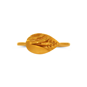 Bague en or texturé en forme de feuille, style luxueux, ouverte, pour femme, finition or poli, à porter au quotidien, pièce maîtresse - Product Image 3