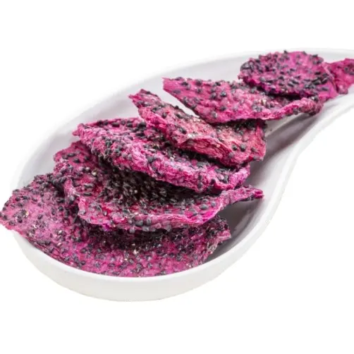 On sale large quantity fruit chips freeze Dried Dragon Fruit For Baking and Snacks packing in PE bag