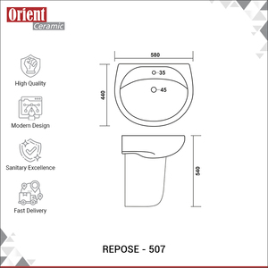 Exportateur mondial vendant des articles sanitaires en céramique de qualité supérieure, lavabo mural au design unique avec demi-piedestal - Product Image 3