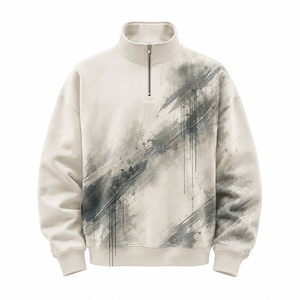 Custom Men's Solid <b>Lined</b> Front Quarter Zip <b>Sweatshirt</b> Soft <b>Fleece</b> Pullover Fashion Gym Workout Outdoor Casual Wear Wholesale - Product Image 1
