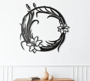 Modern Metal Floral Wall <b>Art</b> Circular Black Finish Handmade Decor for Home Decoration Medium 25-32 Inch - Product Image 5