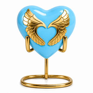 White Brass Wings Engraved Heart Shaped <b>Keepsake</b> Cremation <b>Memorial</b> <b>Keepsakes</b> Urn for Funeral Ashes - Product Image 5