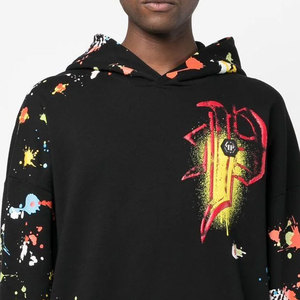 Oversized Hooded Sweatshirt Men's Cotton Knitted <b>Spray</b> Printed Streetwear Autumn Wear - Product Image 3