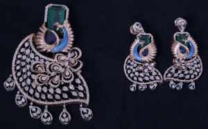 Lujoso Conjunto de Colgante Clásico de Pavo Real con Diamante Natural de 7.14 Ct, Oro Rosa de 9K, Color GH, Claridad SI, Corte Brillante, Bañado en Rodio, Certificado IGI - Product Image 3