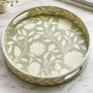 Bandeja de Almacenamiento Boho de Excelente Calidad con Incrustaciones de Hueso, Organizador Decorativo Hecho a Mano para el Hogar, Sala de Estar, Dormitorio, Baño y Regalos - Product Image 6