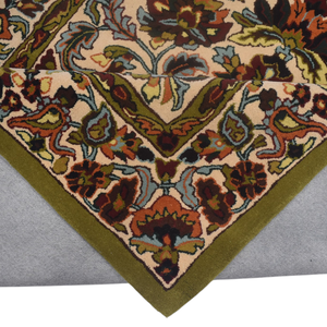 Tapis oriental traditionnel en laine tufté à la main, design floral botanique persan vintage, bordures multicolores - Product Image 5