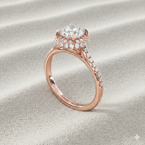 แหวนหมั้นเพชร Pav รัศมีวงแหวนทองพร้อมใบรับรองและชุดง่าม - Product Image 4