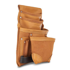 100% <b>Leather</b> <b>Tool</b> Pouch Multi Pocket Waist Bag Open Top Utility Belt Carrier for <b>Working</b> Professionals - Product Image 1