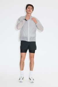 Men's Light Gray <b>Racer</b> <b>Jacket</b> Zipper Closure Stand Collar Sporty Style Quick Dry Polyester Material Spring Wear - Product Image 2