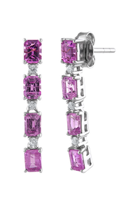 Pendientes de Diamante y Zafiro Rosa en Plata de Ley 92.5 KLST-30763 - Product Image 3