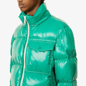 Emerald Green Hooded Down Puffer <b>Jacket</b> Front Pocket Zip Closure Casual Winter Coat Unisex Regular Fit Outdoor Windproof <b>Jacket</b> - Product Image 3