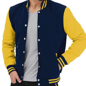 Chaqueta Varsity Azul Marino y Amarilla para Hombre, Estilo Urbano, Cierre de Cremallera, Material de Algodón y Poliéster, Prenda de Invierno Ecológica con Logotipo Frontal - Product Image 5