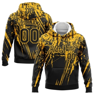 เสื้อฮู้ดดี้สปอร์ตดีไซน์ใหม่ลาย 3 มิติสีดำทอง แต่งลายกรันจ์อาร์ต แบบเย็บสั่งทำพิเศษจากโรงงานขายส่งโดยตรง - Product Image 1