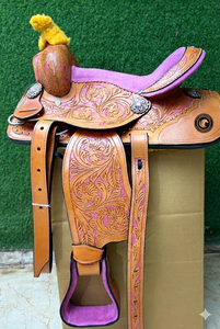 Sillas de Montar Occidentales para Caballos, Cuero Genuino con Estructura de Madera/Plástico, Equipo Cómodo para Montar a Caballo - Product Image 5
