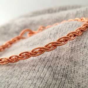 Belladec Handcrafted <b>Copper</b> Chain <b>Bangle</b> Braided Wire Design Artisan Jewelry Classic Elegant Minimalist Fashion Gift Women Daily - Product Image 3