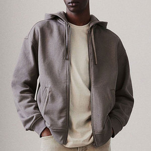 Unisex Premium Heavyweight Royal Blue Zip Hoodie Regular Fit Solid 100% Cotton Acid Wash Fleece Front Logo Sweatshirt - Product Image 5