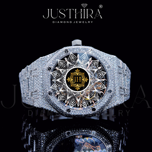 High Quality Luxury Hip Hop <b>Skeleton</b> Quartz Diamond <b>Watch</b> Full Iced Gold Finish Men Statement Style Available Best Price - Product Image 4