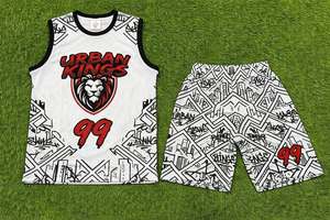 Ensemble de maillots de basket-ball Urban Kings, sublimés, sans manches, en mesh respirant, uniformes pour hommes, toutes saisons, coupe régulière pour adultes - Product Image 3
