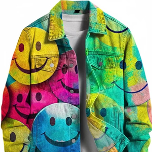 แจ็คเก็ตยีนส์ผู้ชายคุณภาพสูง ปักโลโก้ได้ สไตล์สตรีทแฟชั่น หลากสี สำหรับทุกฤดู - Product Image 1