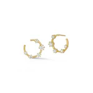 Boucles d'oreilles créoles pendantes en or 14K 18K avec diamants de laboratoire taille brillant 11mm, minuscules, style Huggies, serties à griffes, tendance - Product Image 1