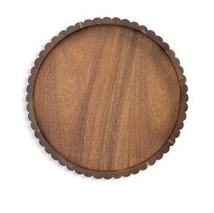 Elegant Dark <b>Walnut</b> Circular Serving Board <b>Dining</b> <b>Table</b> Centerpiece Charger Platter - Product Image 4