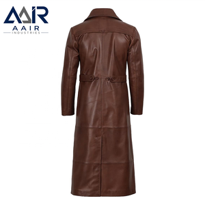 Gabardina de Cuero Genuino para Hombre, Larga, Transpirable, Resistente al Viento, Corte Regular, para Uso Casual y Formal - Product Image 4