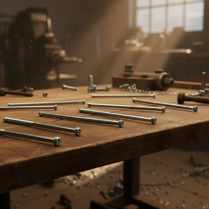 Tornillos para Madera PDC de Doble Rosca Métrica/Pulgada, Diámetro M6-M12, Cabeza Ranurada, Rosca Parcial, Clase 4.8 6.8, Acero al Carbono Zincado DIN - Product Image 1