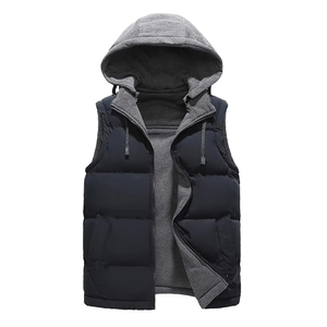 Sleeveless Sporty Puffer Vest Warm Hooded Winter <b>Gilet</b> with Zipper Closure Soft <b>Fleece</b> Lining 100% Polyester for Cold Weather - Product Image 1