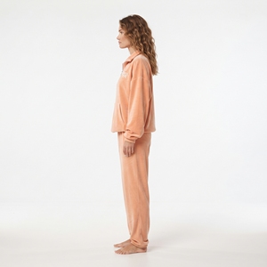 Custom <b>Women's</b> Oversized <b>Half</b> <b>Zip</b> Zipper <b>Sweatshirt</b> Loose Fit Jogger Pants Set Thick Solid Color Tracksuit - Product Image 4