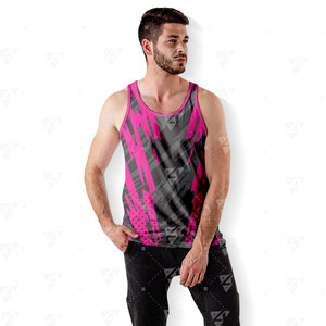 Débardeurs de sport sans manches pour hommes, personnalisés en usine, col rond, légers, respirants, séchage rapide, 100 % polyester, coupe sans couture - Product Image 4