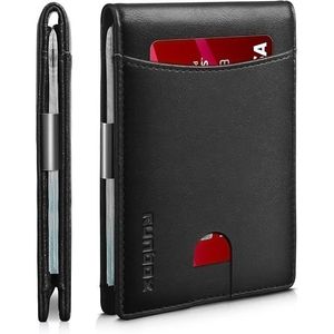 Men's Minimalist 11 Card Holder <b>RFID</b> <b>Blocking</b> Small Leather Bifold Money Clip Slim <b>Wallet</b> with Front Pocket Gift Box Included - Product Image 1