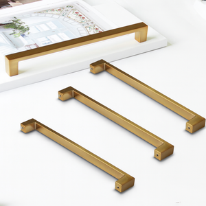 Modern Minimalist Zinc Alloy Brushed <b>Gold</b> Square Bar <b>Cabinet</b> Handle Durable Pull for Kitchen Bathroom Drawer Wardrobe Furniture - Product Image 3